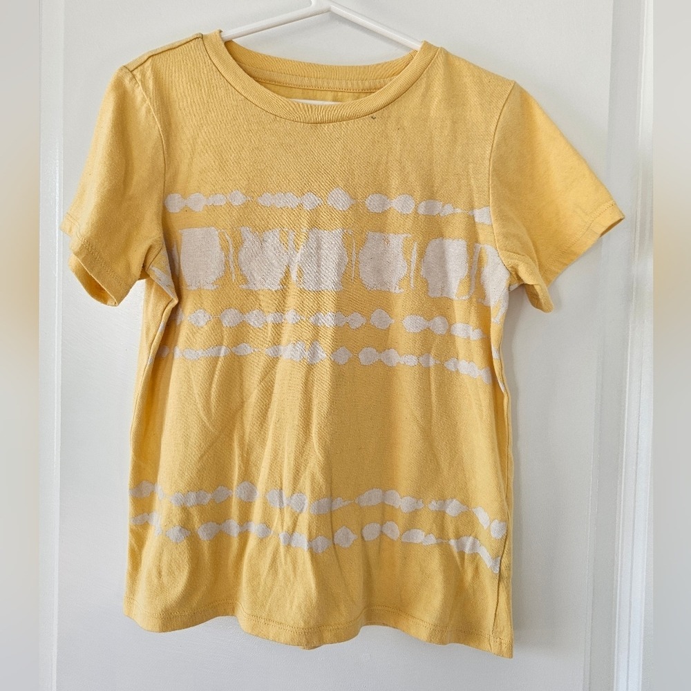 Kid's sz7 Butter Yellow Tie Dye T Shirt Short Sleeve Casual Fall Spring Summer